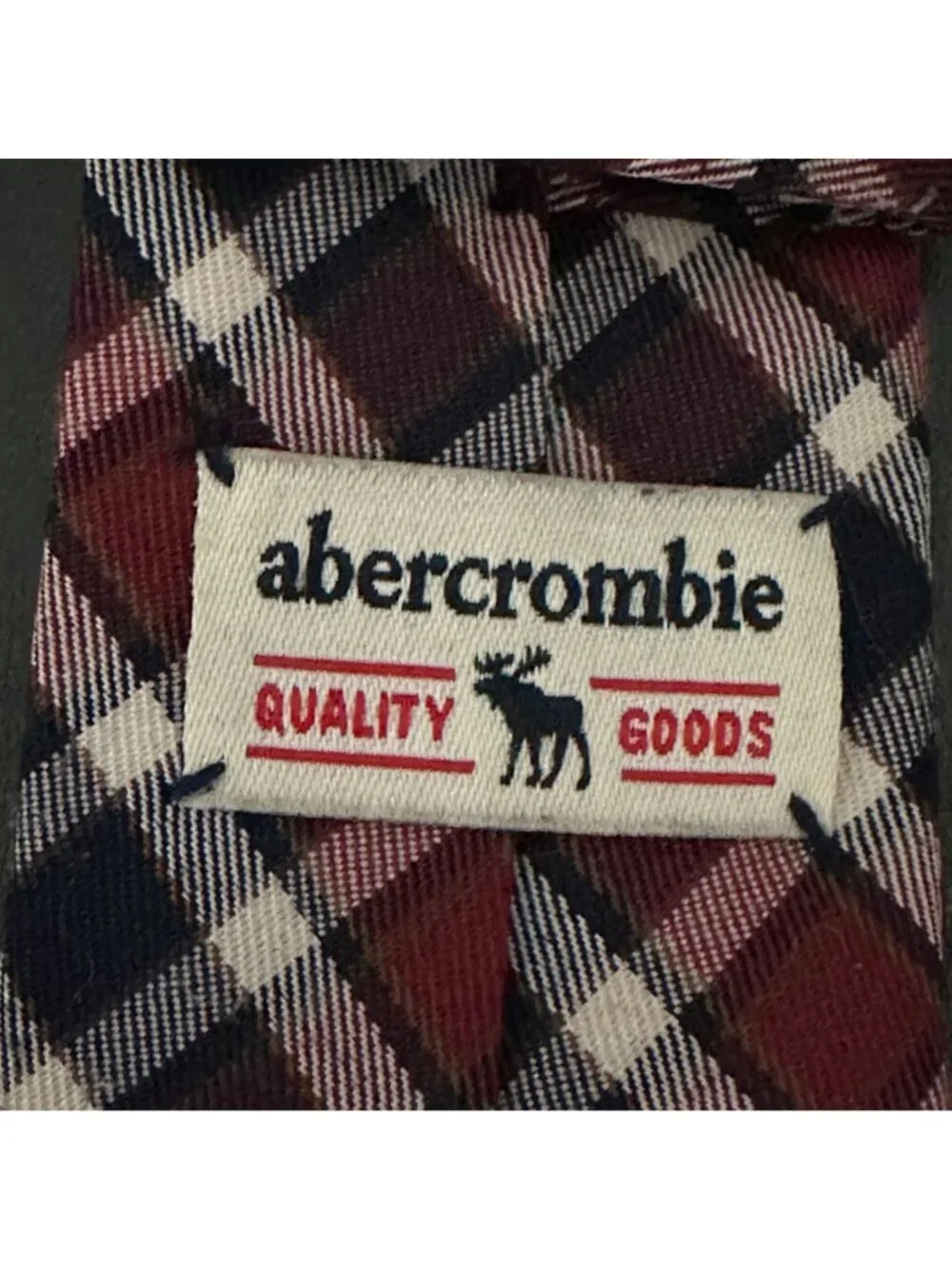 Vintage Y2K ABERCROMBIE & FITCH Plaid YOUTH Necktie Tartan Collegiate Moose Tag